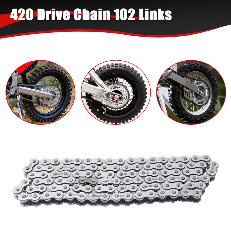 KAMIER 420 Drive Chain 102 Link with Chain Breaker for CRF50 XR50 KLX110 PW80 TTR90 RM60 50cc 70cc 90cc 110cc 125cc TaoTao Coolster Baja SSR Chinese Pit Dirt Bike 4 Wheeler ATV Go Kart Mini Bike Parts - Image 3